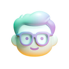 Obraz premium Happy 3D Cartoon Boy Avatar with Glasses on Transparent Background