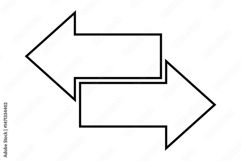 Poster double ended arrow vector design, arrows outline for mobile concept and web design. left right arrow