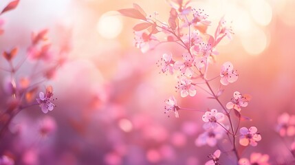 Fototapeta premium Pink Blossom Tree Spring Flowers Soft Sunlight Nature Beauty Peaceful Garden Delicate Petals