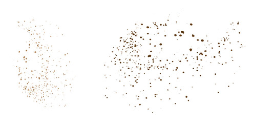 Vector flying coffee particle effect or cocoa powder dust illustration background