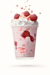 Glass of smoothie with a blend of berries, isolated on white background	