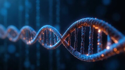 DNA sequence scrolling vertically in digital animation - Powered by Adobe