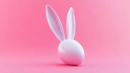 Pink Easter Bunny Egg Minimalist Design Cute Holiday Rabbit Springtime Symbol