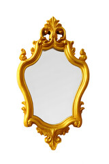 3d Golden Baroque mirror isolated on a white background