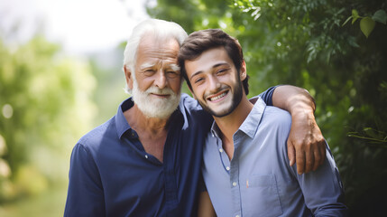 Fototapeta premium portrait of senior man and son