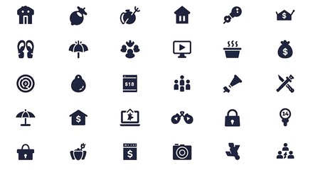  icon set on a 64x64px canvas per icon, each featuring clean and modern design elements on a white background.