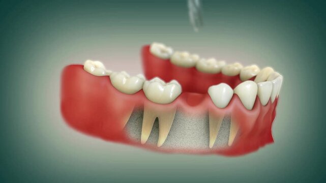Single Dental implant procedure in lower jawbone-Medically approved 3D animation.
