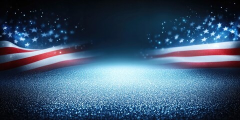 American Flag on a Sparkling Blue Surface