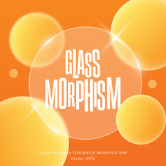 Minimalist Light Orange abstract glassmorphism background design with editable soft light bubbles and blur