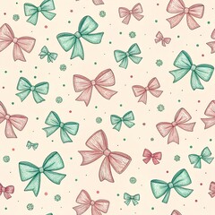 Fototapeta premium Bows and Ribbons Pattern