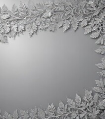 Sparkling silver background, elegant silver lace border with intricate leaf details , texture, craft
