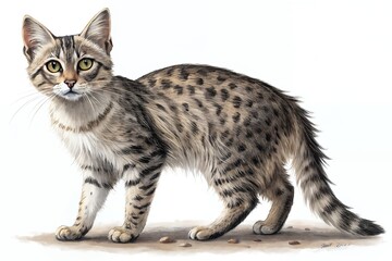 Naklejka premium Sand Cat High-Resolution Illustration of an Isolated Desert Cat