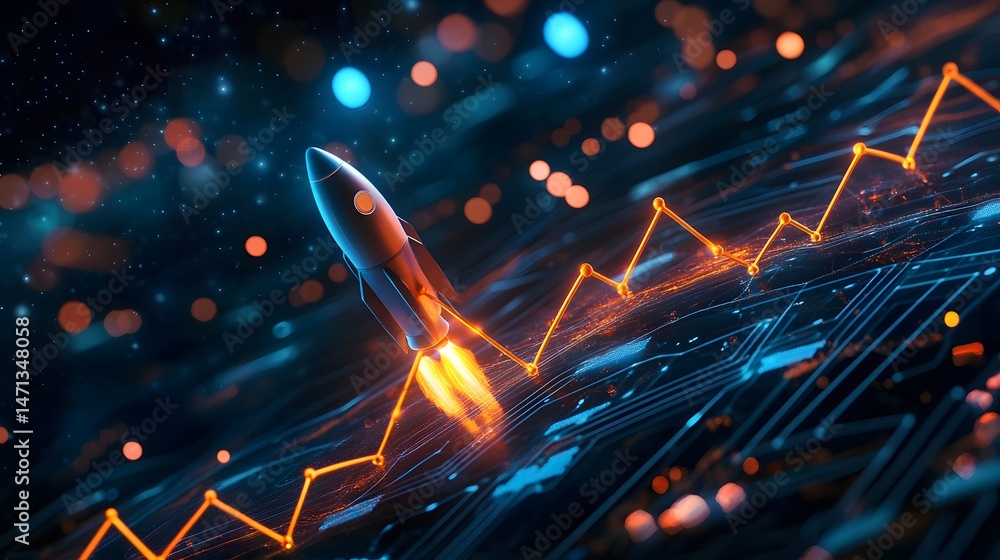Aufkleber abstract visualization of economic growth with dynamic charts and financial data