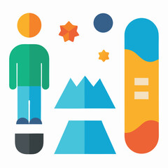 Obraz premium Snowboarding Winter Sports, Snowboarding Icon, Snowboarding Design, Flat Design, Winter Activities