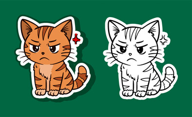 Sticker Illustration of an Orange Cute Cat