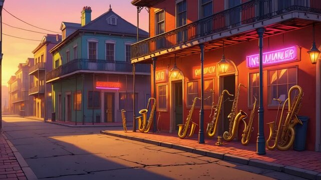 New Orleans Jazz Scene at Sunset