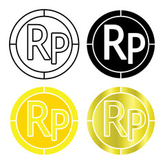 rupiah coin icon vector with four kinds of styles on white background