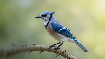 Bluejay Bird perching on branch