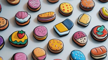 Colorful cartoon food icons