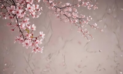 Soft pastel pink sakura petals falling gracefully against a muted background ,  pink,  gentle,  oriental