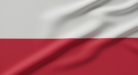 Naklejka premium Waving White and Red Fabric Background with Soft Folds