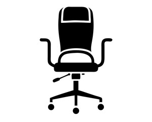 Silhouette illustration of a detailed modern office chair design with transparency