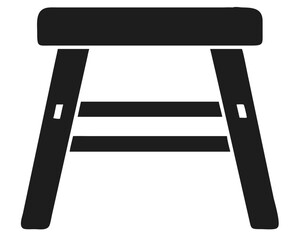 Simple black silhouette of a step stool with transparent background vector design