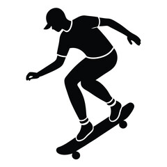 Dynamic Silhouette of a Skateboarder Executing a Trick