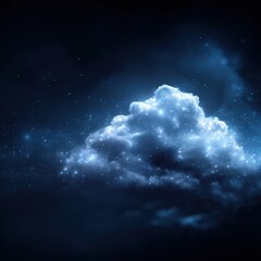 Fototapeta premium Conceptual cloud computing illustration in digital space with network connections and data transfer in dark sky