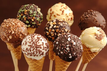 Assorted Ice Cream Pops on Cones