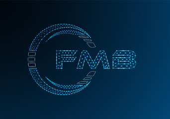 FMB low poly letter logo vector design. FMB lower poly logo design. Low poly logo.