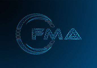 FMA low poly letter logo vector design. FMA lower poly logo design. Low poly logo.