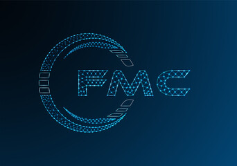 FMC low poly letter logo vector design. FMC lower poly logo design. Low poly logo.
