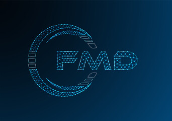 FMD low poly letter logo vector design. FMD lower poly logo design. Low poly logo.