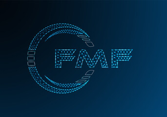 FMF low poly letter logo vector design. FMF lower poly logo design. Low poly logo.