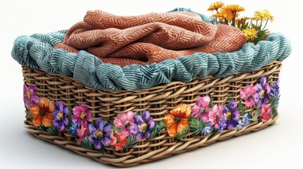 Household Everyday Items Realistic laundry basket with towels