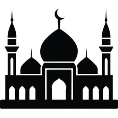 Majestic Mosque Silhouette Islamic Architecture Illustration