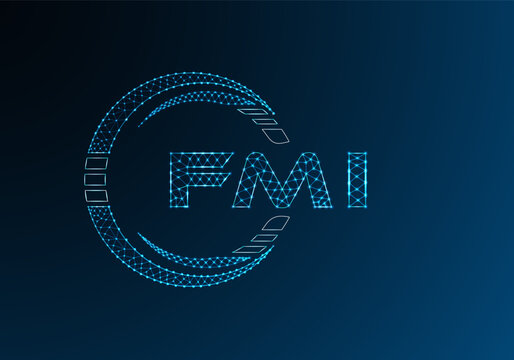 FMI low poly letter logo vector design. FMI lower poly logo design. Low poly logo.