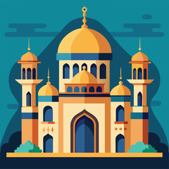 Magnificent Mosque Islamic Architecture Illustration
