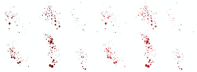 Fototapeta premium Red bloody set of paint ink splatter blood vector