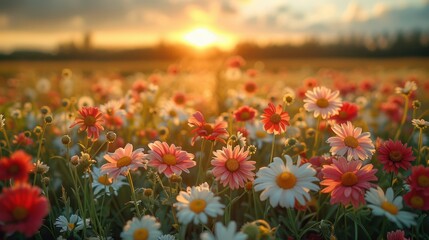 Obraz premium Nature and Plants Blooming wildflowers in open meadow