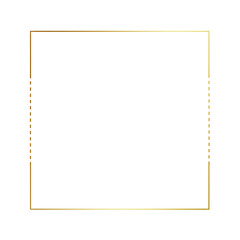 Gold gradient thin line with dashed square frame element..