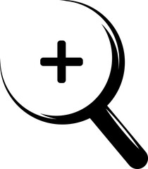 Fototapeta premium Zoom In Black Icon, Magnifying Glass with Plus Sign Vector, Enlarge or Expand Icon