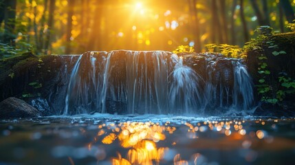 Nature and Plants Sunlight through dense green forest