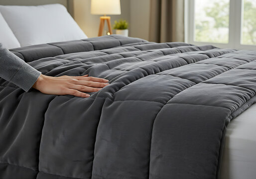 Experience serenity with a weighted blanket, designed for restful tranquility
