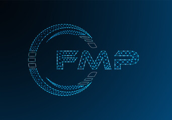 FMP low poly letter logo vector design. FMP lower poly logo design. Low poly logo.