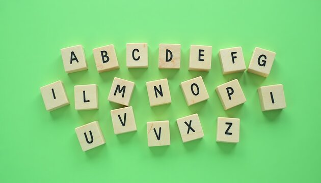 Alphabet Letters on Green Background
