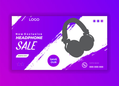 Headphone Sale Social Media web benner Design Template