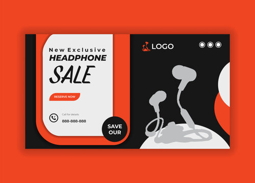 Headphone Sale Social Media web benner Design Template