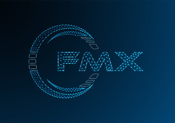 FMX low poly letter logo vector design. FMX lower poly logo design. Low poly logo.